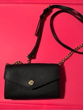Michael Kors Black Crossbody Wallet with Gold Chain Strap